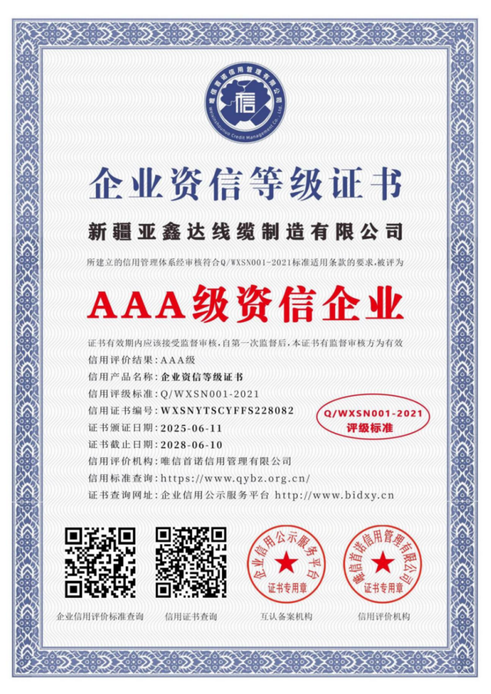 资信等级证书